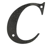 Amig - Letra C para Casas o Portales | 100 x 97 mm | Para Paredes o Muros Exteriores de Viviendas | De Acero Acabado en Negro Epoxi | Estilo Forja | Incluye Tacos y Tirafondos