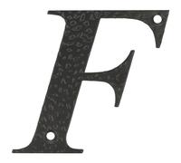 Amig - Letra F para Casas o Portales - 100 x 97 mm - Para Paredes o Muros Exteriores de Viviendas - De Acero Acabado en Negro Epoxi - Estilo Forja - Incluye Tacos y Tirafondos