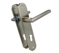 Amig - Manilla con placa Mod. MAI PB85 - Para puertas interiores - Cuadradillo 8 mm - Bocallave 85 mm - Placa 240×45 mm - Aluminio - Acabado níquel cepillado