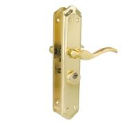 Amig - Manilla para puertas Derecha Mod. ALFA con Muletilla Mod. 46 - Acero Latonado - 255 x 48 mm - Cuadradillo de 8mm - Incl. 2 llaves - Para puertas de 35 a 45 mm - Dorado