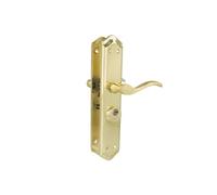 Amig - Manilla para puertas Izquierda ALFA con Muletilla 46 en Acero Latonado - Muletilla con Llave - 242 x 44 mm - Adecuado para Puertas de 35 a 45 mm - Diseño Ergonómico y Elegante para Interiores