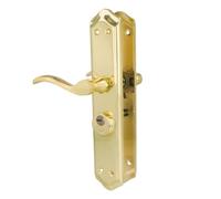 Amig - Manilla para puertas Izquierda Mod. ALFA con Muletilla Mod. 46 - Acero Latonado - 255 x 48 mm - Cuadradillo de 8mm - Incl. 2 llaves - Para puertas de 35 a 45 mm - Dorado