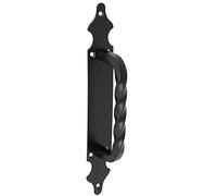 Amig - Manillon de Zamak con Placa Punteada de Acero 28x4,5 cm | Tirador para Puertas de Paso, correderas de Valla y Portones | Negro - Fácil colocación con Tornillos