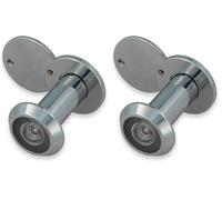 Amig - Mirilla para puerta - Lente Súper Angular - Fácil Instalación - Grosor de Puerta: 35-60mm - Diámetro: 14mm - Acabado: Cromo Brillo (Paquete de 2)