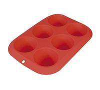 Amig - Molde de Silicona para Hornear - Bandeja de Horno Rectangular con 6 Huecos Circulares o Semiesferas - Para Cocina y Repostería - Válido para Microondas y Congelador - Color Rojo