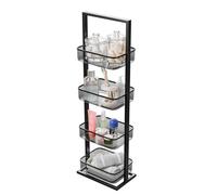 Amig - Mueble Organizador Multiuso - 4 Cestos en Altura - Acero Negro - Almacenamiento en Cocina de Tarros, Verduras o Frutas - Medidas: 27,6 x 18 x 89,2 cm