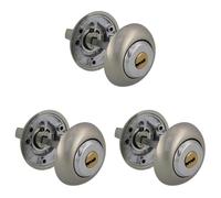 Amig - Muletilla con llave de punto Mod. 50R-KD - Combinación cilindro-condena - Cromado mate - Aumenta la seguridad en puertas de entrada - Para puertas de 35 a 45 mm de espesor - Roseta de Ø54 mm