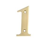 Amig - Número 1 Hueco de Latón Pulido para Atornillar en Interior y Exterior, 100 mm, para Portales, Paredes o Fachadas de Casas, Acabado en Dorado