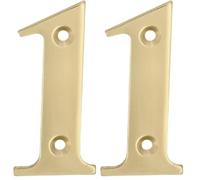 Amig - Número 1 Hueco de Latón Pulido para Atornillar en Interior y Exterior, 100 mm, para Portales, Paredes o Fachadas de Casas, Acabado en Dorado (Paquete de 2)