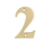 Amig - Número 2 de Casa Latón Pulido y Barnizado - Resistente a Agentes Ambientales - Uso Interior y Exterior - Incluye Tornillos para Fijación, Nº 2, 100 mm, Latón