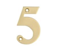 Amig - Número 5 de Latón Pulido para Exterior e Interior | Clásico y Elegante | Resistente a Agentes Ambientales | Incluye Tirafondos, Nº 5, 100 mm, Latón