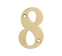 Amig - Número 8 Hueco de Latón Pulido para Atornillar en Interior y Exterior, 100 mm, para Portales, Paredes o Fachadas de Casas, Acabado en Dorado