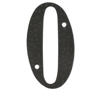 Amig - Número para Casas o Portales | Nº 0 | 100 x 65 mm | Para Paredes o Muros Exteriores de Viviendas | De Acero Acabado en Negro Epoxi | Estilo Forja | Incluye Tacos y Tirafondos