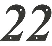 Amig - Número para Casas o Portales - Nº 2-100 x 65 mm - Para Paredes o Muros Exteriores de Viviendas - De Acero Acabado en Negro Epoxi - Estilo Forja - Incluye Tacos y Tirafondos (Paquete de 2)