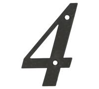 Amig - Número para Casas o Portales | Nº 4 | 100 x 65 mm | Para Paredes o Muros Exteriores de Viviendas | De Acero Acabado en Negro Epoxi | Estilo Forja | Incluye Tacos y Tirafondos