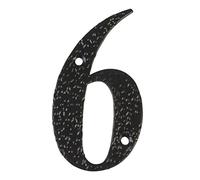 Amig - Número para Casas o Portales | Nº 6 | 100 x 65 mm | Para Paredes o Muros Exteriores de Viviendas | De Acero Acabado en Negro Epoxi | Estilo Forja | Incluye Tacos y Tirafondos