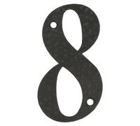Amig - Número para Casas o Portales | Nº 8 | 100 x 65 mm | Para Paredes o Muros Exteriores de Viviendas | De Acero Acabado en Negro Epoxi | Estilo Forja | Incluye Tacos y Tirafondos