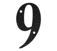 Amig - Número para Casas o Portales | Nº 9 | 100 x 65 mm | Para Paredes o Muros Exteriores de Viviendas | De Acero Acabado en Negro Epoxi | Estilo Forja | Incluye Tacos y Tirafondos