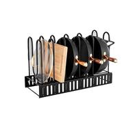 Amig - Organizador para Sartenes - 6 Compartimentos Ajustables - Acero Negro - Almacenamiento de Cocina para Tapas de Ollas y Sartenes - Medidas: 20 x 24 x 30 cm