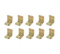 Amig - Pack de 10 Ángulos Planos para Estructuras de Madera | Soportes Esquina de 90 grados | Escuadras de Montaje | Fijación para Muebles, Armarios o Mesas | Acero | Color Dorado | 60 x 50 x 2.2 mm