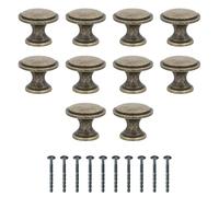 Amig - Pack de 10 Pomos para muebles - Diámetro Ø28 mm - Color Cuero - Fabricado en Zamak - Para cajones y armarios de cocina y baño con estilo moderno decorativo y uso cómodo - Mod. 804