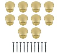 Amig - Pack de 10 Pomos para muebles - Diámetro Ø28 mm - Color Dorado Cepillado - Fabricado en Zamak - Para cajones y armarios de cocina y baño con estilo moderno decorativo y uso - Mod. 803