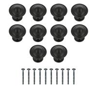 Amig - Pack de 10 Pomos para muebles - Diámetro Ø30 mm - Color Negro Mate - Fabricado en Zamak - Para cajones y armarios de cocina y baño con estilo moderno decorativo y uso - Mod. 809