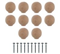 Amig - Pack de 10 Pomos para muebles - Diámetro Ø30 mm - Color Pino - Fabricado en Pino - Para cajones y armarios de cocina y baño con estilo moderno decorativo y uso cómodo diario - Mod. 827