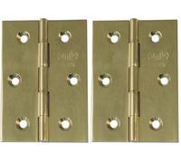 Amig - Pack de 2 Bisagras Fijas de Latón sin Remate - 50 x 40 mm - Modelo 1002 - Acabado Pulido Barniz - Canto Cuadrado - Perfil Laminado - Fácil Instalación y Uso - Bricolaje (Paquete de 2)