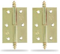 Amig - Pack de 2 Bisagras para muebles - Apertura mano Derecha - Acero Latonado - 60 x 41 x 1,2 mm - Desmontable, Canto Cuadrado y Sin Remate (Paquete de 2)