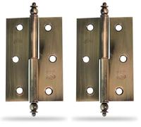 Amig - Pack de 2 Bisagras para muebles - Apertura mano Derecha - Acero Latonado - 70 x 43 x 1,2 mm - Desmontable, Canto Cuadrado y Sin Remate (Paquete de 2)