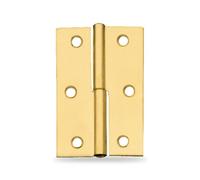Amig - Pack de 2 Bisagras para muebles - Apertura mano Izquierda - Acero Latonado - 70 X 43 X 1,2 mm - Desmontable, Canto Cuadrado y Sin Remate