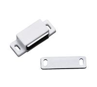 Amig - Pack de 2 Golpetes Magnéticos Mod.5 Acabados en Blanco - Cierre Oculto para Puertas de Armarios y Muebles de Hogar u Oficina - Medidas: 43 x 15 mm - Se Incluyen Tornillos de Fijación