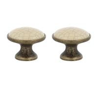 Amig - Pack de 2 Pomos para muebles - Ø29 Mm - Color Cuero - Fabricado en Zamak/Cerámica - Tiradores para cajones y armarios de cocina y baño con estilo moderno decorativo y uso - Mod. 822