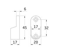 Amig - Pack de 2 Soportes Laterales para Tubos de Armario - Bases para Barras del Vestidor - Adecuadoes para Colgar y Organizar Ropa - Zamak - 30 x 15 x 45 mm - Acabado Cromado