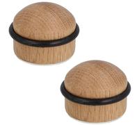 Amig - Pack de 2 Topes Adhesivos para Puertas - Diámetro 35 x 29 mm - Modelo 412 - Acabado en Madera de Roble - Fijación en el Suelo - Incluye Tirafondos + Tacos para su Instalación
