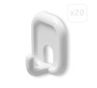 Amig - Pack de 20 Colgadores Adhesivos Multiusos - Fácil de usar, Sin Taladros - No Dañan la Pared - Para Superficies Lisas - Plástico Resistente - Blanco - 45 x 37 x 21 MM