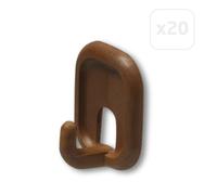 Amig - Pack de 20 Colgadores Adhesivos Multiusos - Fácil de usar, Sin Taladros - No Dañan la Pared - Para Superficies Lisas - Plástico Resistente - Marrón - 45 x 37 x 21 MM