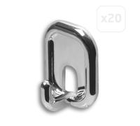 Amig - Pack de 20 Colgadores Adhesivos Multiusos - Fácil de usar, Sin Taladros - No Dañan la Pared - Para Superficies Lisas - Plástico Resistente - Cromado - 45 x 37 x 21 MM