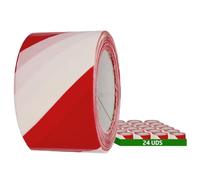 Amig - Pack de 24 cintas de balizaje | 200 m de largo x 70 mm de ancho | Rojo y Blanco | Fabricadas con Polietileno de Baja Densidad (LDPE) |Para la delimitación de zonas de seguridad
