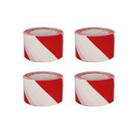 Amig - Pack de 4 Cintas de Balizamiento - Para Señalización y Advertencia de Peligro - Resistentes al Agua y Flexibles - Polietileno de Baja Densidad LDPE - 70mm x 200m - Cinta Rojo y Blanco