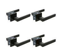 Amig - Pack de 4 Juegos de Manillas de Roseta Interior para Puertas - Mod. SUKI - 54 x 54 mm - Cuadradillo de 8 mm - Diseño Elegante y Sencillo - Acero inoxidable Negro