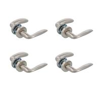 Amig - Pack de 4 Juegos de Manillas de Roseta Interior para Puertas - Mod. TARA - Ø53 mm - Cuadradillo de 8 mm - Diseño Elegante y Sencillo - Acero inoxidable Plateado Mate