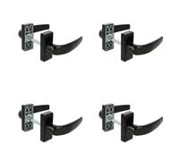 Amig - Pack de 4 Juegos de Manillas de Roseta para Puertas - Mod. DELTA - 121 x 72 mm - Cuadradillo de 8 mm - Diseño Elegante y Sencillo - Manija de Agarre Ergonómico - Aluminio Negro