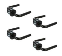 Amig - Pack de 4 Manillas con Roseta Interior para Puertas | Mod. 4RX | 135 x Ø19 mm | Cuadradillo de 8 mm | Diseño Elegante y Sencillo | Acero inoxidable Negro