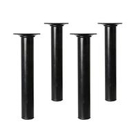Amig - Pack de 4 Patas Redondas para Mueble - 30X100 cm - Acero - para Mesas de Centro, Noche, Cómodas... - Tapón Antirayaduras - Resistentes - Negro - Tornillería incluída