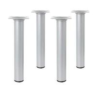 Amig - Pack de 4 Patas Redondas para Mueble - 30X100 mm - Acero - para Mesas de Centro, Noche, Cómodas... - Tapón Antirayaduras - Resistentes - Negro - Tornillería incluída