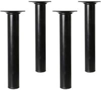 Amig - Pack de 4 Patas Redondas para Mueble - 30X200 mm - Acero - para Mesas de Centro, Noche, Cómodas... - Tapón Antirayaduras - Resistentes - Blanco - Tornillería incluída