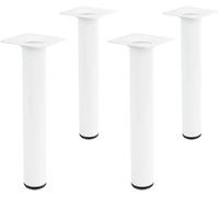 Amig - Pack de 4 Patas Redondas para Mueble - 30X250 mm - Acero - para Mesas de Centro, Noche, Cómodas... - Tapón Antirayaduras - Resistentes - Blanco - Tornillería incluída