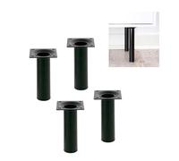 Amig - Pack de 4 Patas Redondas para Mueble - 30X500 mm - Acero - para Mesas de Centro, Noche, Cómodas... - Tapón Antirayaduras - Resistentes - Blanco - Tornillería incluída